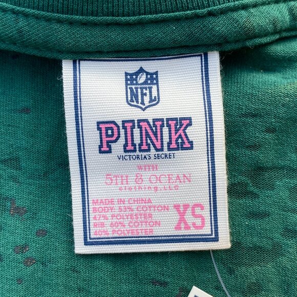 NWT PINK x NFL Packers Gemmed Burnout T-Shirt Sz XS Limited Edition Fan Game Day - Picture 11 of 12